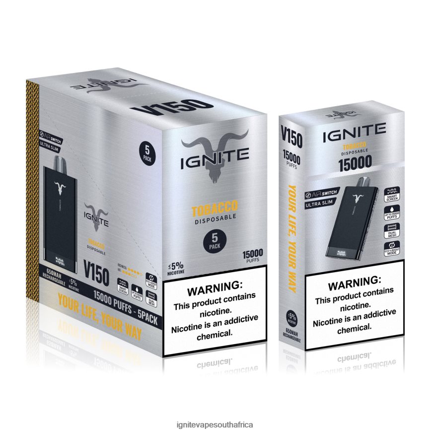 IGNITE Vape Store - IGNITE V150 Vape Pen 5-Pack 6L6BR29 Tobacco