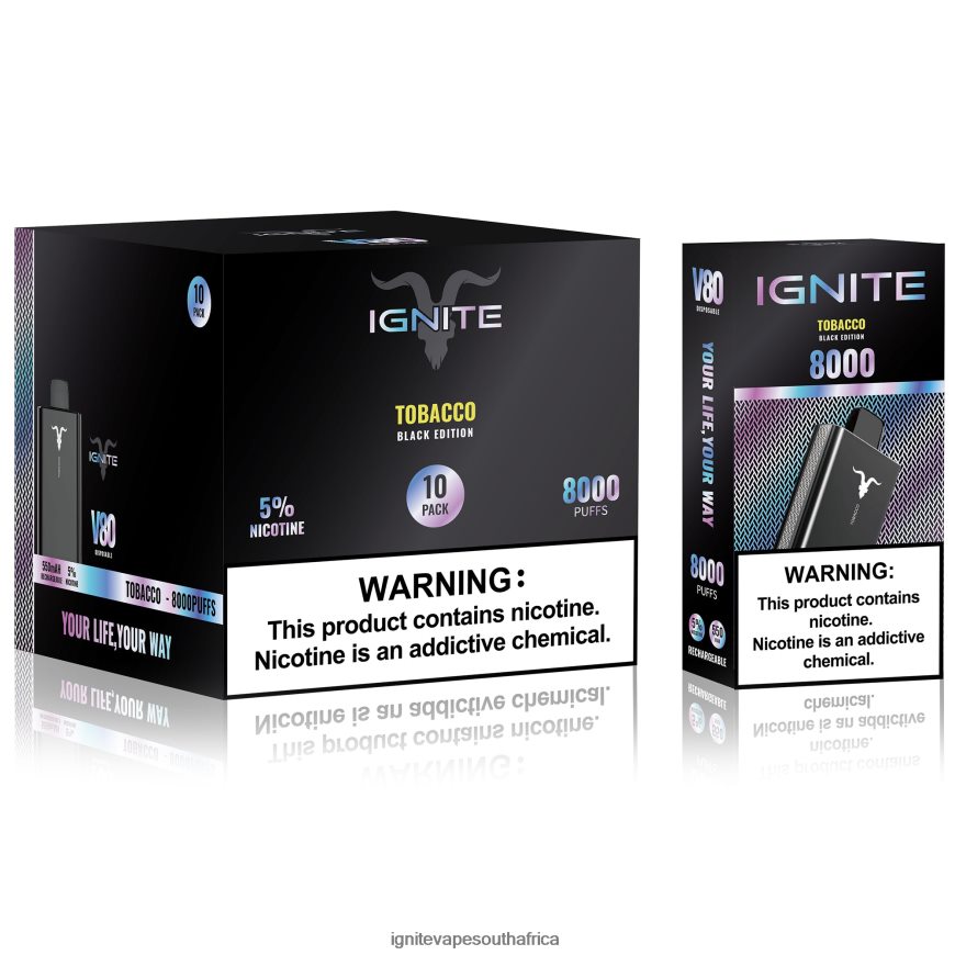 IGNITE Vape Disposable - IGNITE V80 Vape Pen 10-Pack 6L6BR24 Tobacco