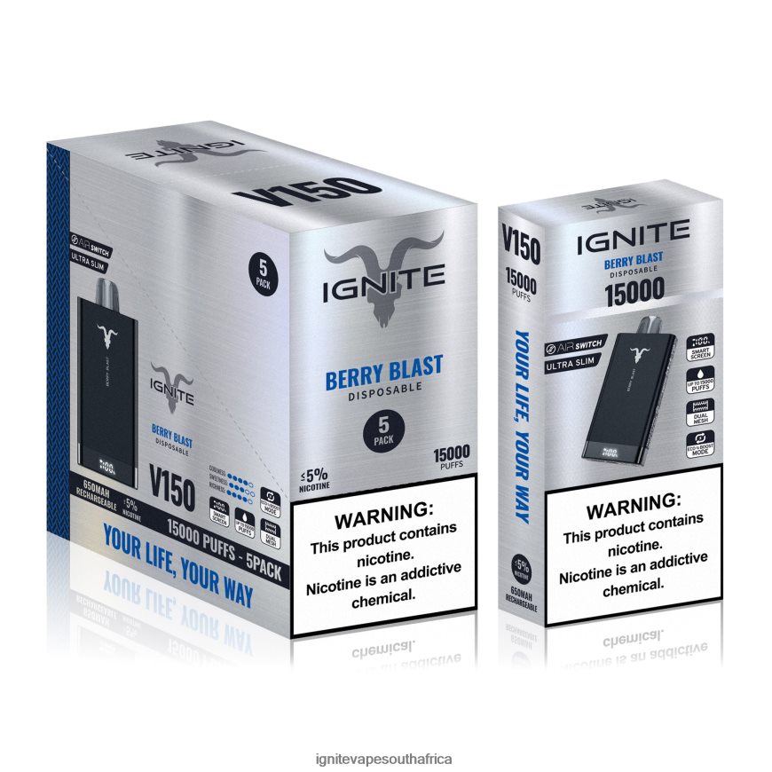 IGNITE Puff Price - IGNITE V150 Vape Pen 5-Pack 6L6BR210 Berry Blast